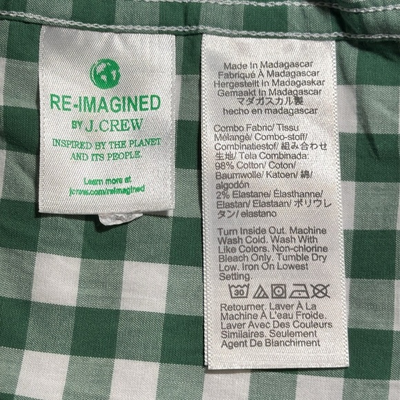 J.Crew Flex Washed Shirt Men's XL Slim Green White Gingham Long Sleeve - Picture 6 of 7